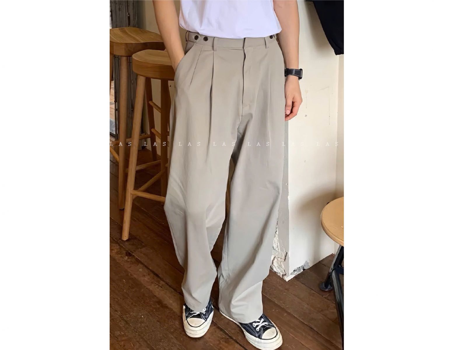 Quần Khaki 041 Cạp cao Form Suông - The LAS