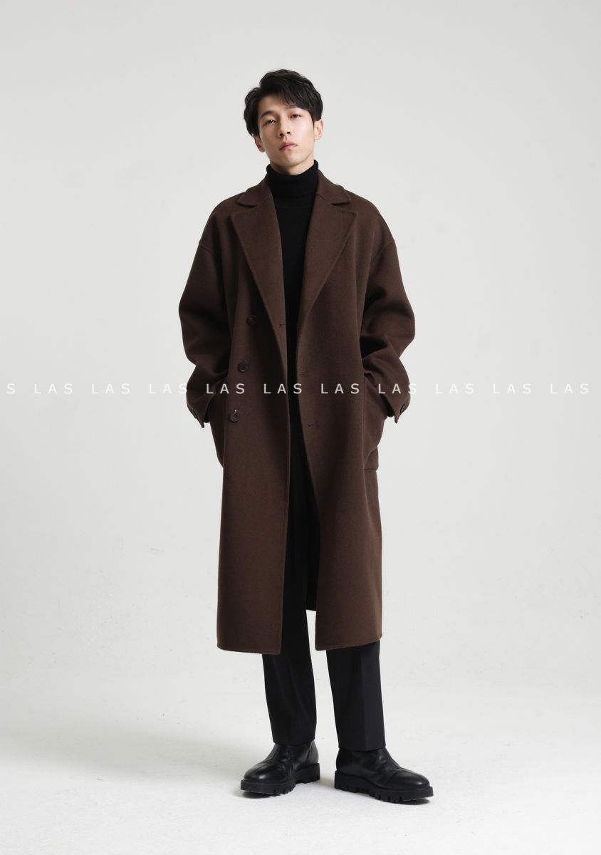 Áo mangto dạ cừu Nâu-079- Thelas