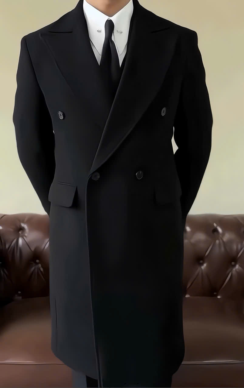 Mangto cổ Vest ARMY  chất dạ cừu 085- ĐEN- THELAS